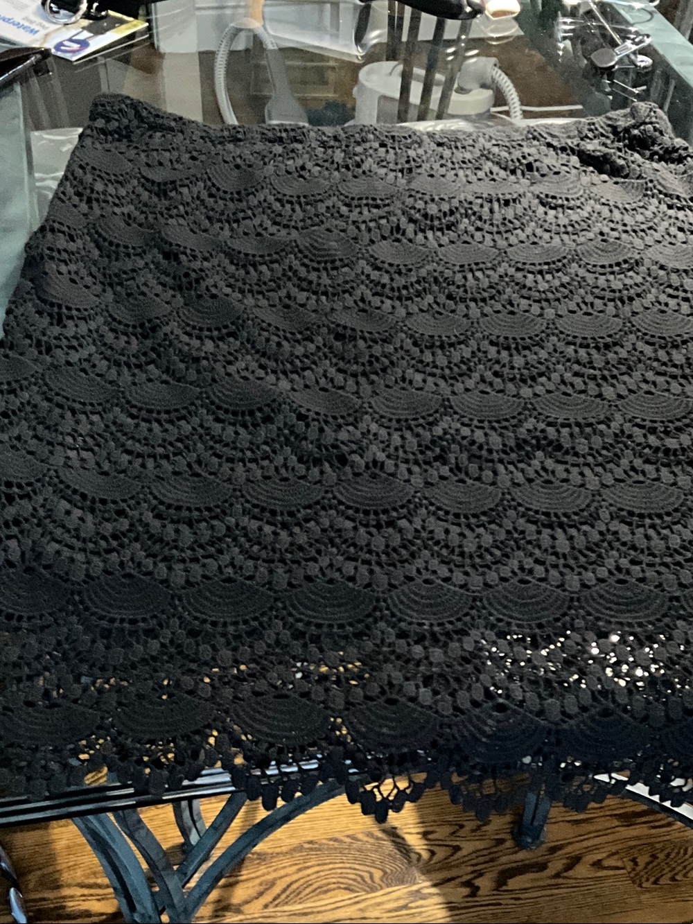 Penningtons Black Crochet Pencil Skirt